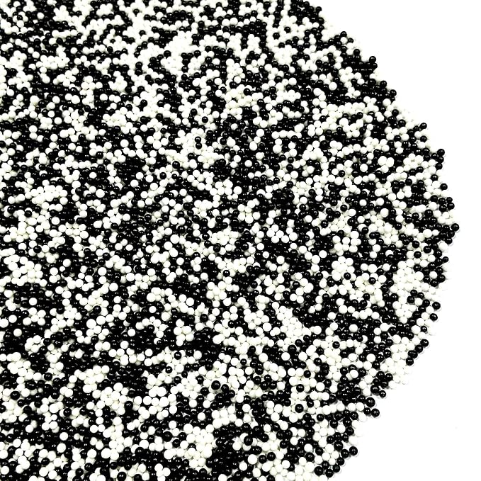 Homipooty White and Black Nonpareils Sprinkles Edible White and Black Pearl Sugar sprinkles 110g/3.88oz 2mm Mini Pearls for Cake Decorating Cupcake Topper and Cookie Ice Cream Halloween Christmas Supplies