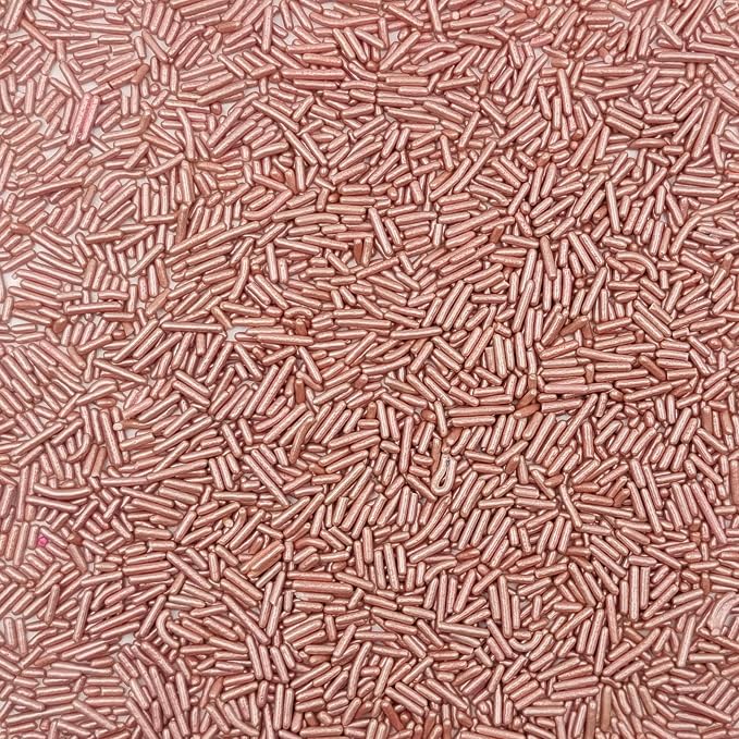 Sentovac Edible Rose Gold Jimmies Sprinkles for Cake Decorating | Cupcake and Ice Cream Toppers Cake Decorations | Soft Jimmies Sprinkles for Baking | 1 Bottle 2.75oz Cookie Decorating Celebrations Wedding Shower Party Chirstmas Supplies