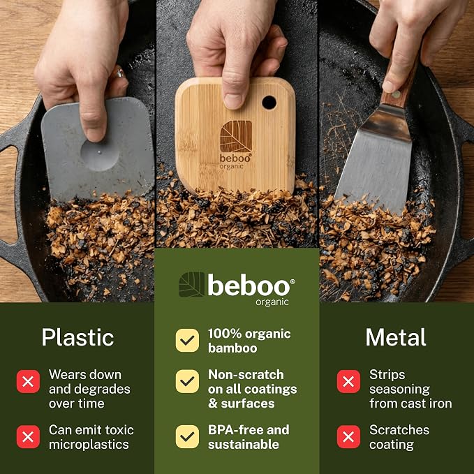 Scraper, Premium Italian Design Bamboo Pot & Pan Scraper Set (3 Pcs)