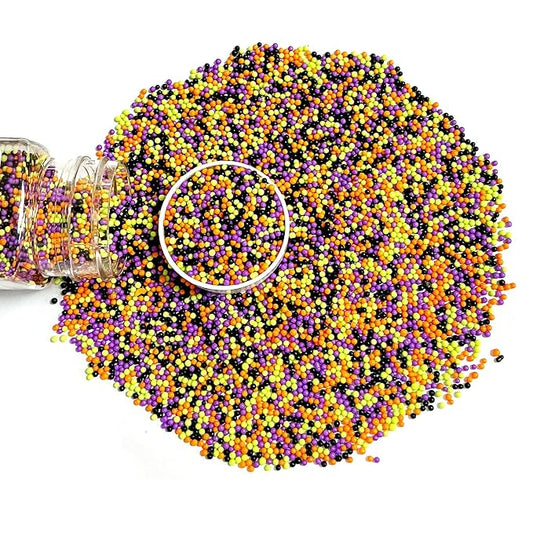 Homipooty Halloween Nonpareils Sprinkles for Cake Decorations 110g/3.88oz 2mm Mini Purple Black Orange Green Pearl Sprinkles Cupcake Topper and Cake Decorations Supplies