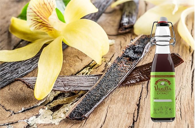 Homemade Vanilla Extract Kit | DIY | 1 Ounce of Premium Organic Madagascar Grade A Vanilla Beans 6-7 inches (Appoximately 8-10 Beans) with 8.5 oz Swing Top Glass Bottle - 6 Kit Party Pack