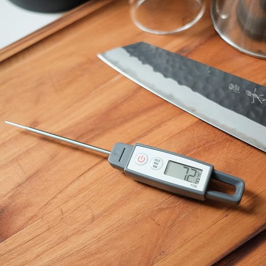 Lavatools PT09 Super-Quick Commercial Grade Digital Thermometer for Cooking, Meat, Candy, Candle, Liquid, Oil, 4.5" Compact Probe, Splash Proof, °C/°F Toggle, Hold Function - Sesame