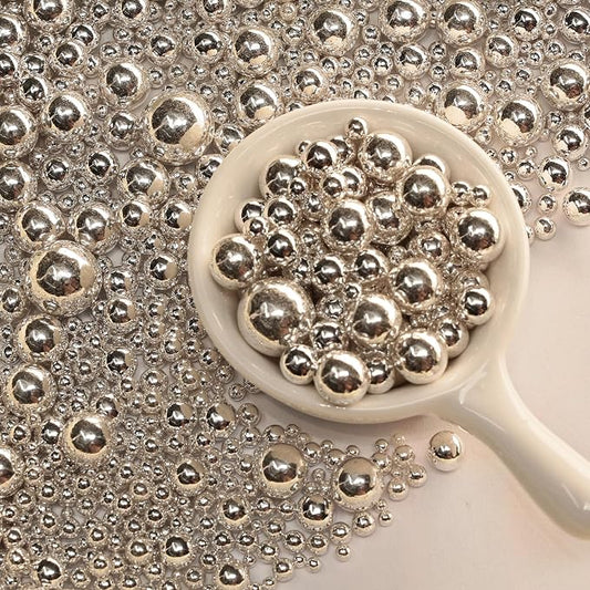 Silver Pearl Sugar Sprinkles-26 Styles Mixed Size Round, Edible Candy | 26 Styles Mixed Size Round, Edible Candy, Edible Candy Pearls, For Cakes, Cupcakes, Cookies, Donuts & Ice Cream