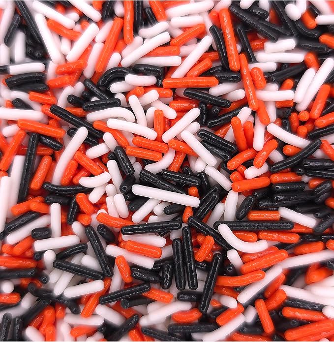NCS Cincinnati Game Day Orange, Black & White Jimmies Edible Sprinkles – Cupcake, Cake & Cookie Decorations, 7 oz