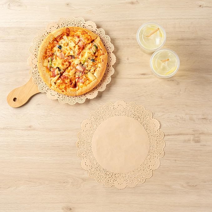 Restaurantware-Pastry Tek 12 x 12 Inch Paper Lace Doilies, 4000 Disposable Table Doilies - Elegant Lace Finish, Long Lasting, Kraft Paper Placemat, for Pastries, Cupcakes, Desserts