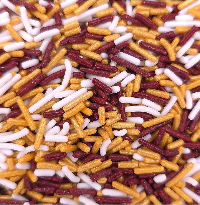 NCS Burgundy, Gold & White Jimmies Edible Sprinkles – Cupcake, Cake & Cookie Decorations, 7 oz