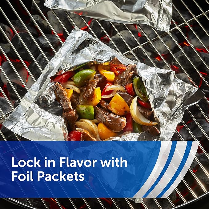 Reynolds Wrap Everyday Strength Aluminum Foil Roll, Freezer Safe and Grill Safe, Great for Foil Packets and Home Cooking, 12 Inches Wide, 100 Total Sq. Ft.
