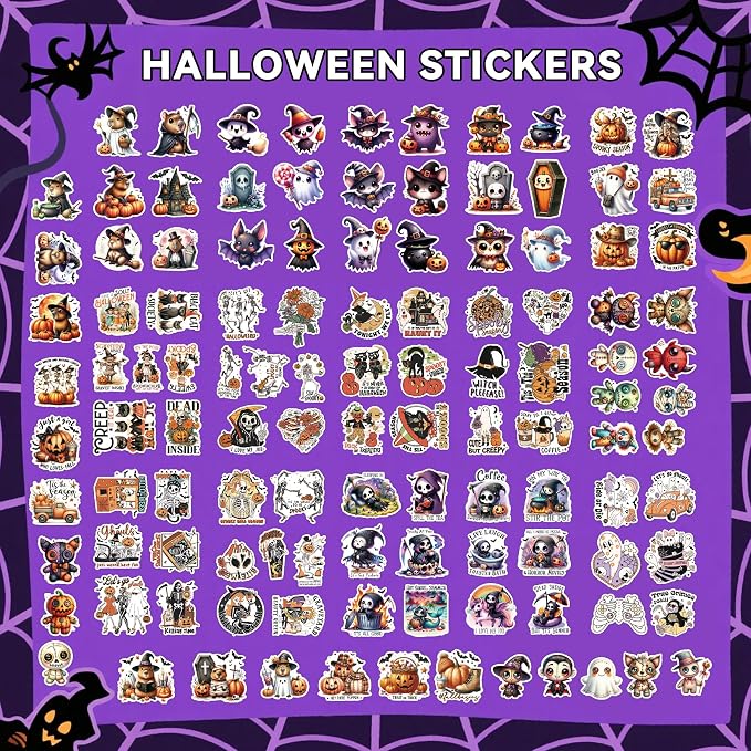 Halloween Stickers for Journaling & Scrapbooking - 130+ Cute Spooky Planner Decals| Vintage Aesthetic Junk Journal Craft Supplies