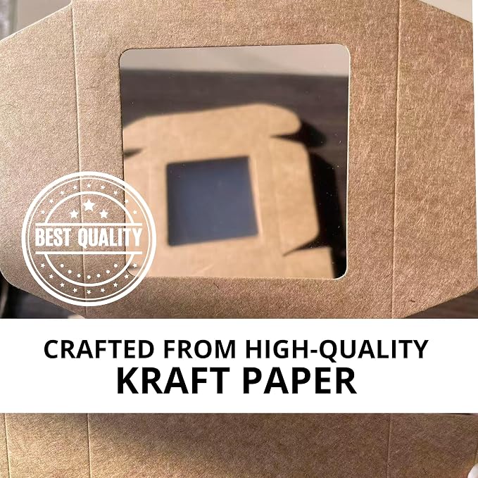 30PCS Cookie Boxes Brown with Window - 4 x 4 x 1.2 Inch Sturdy Packaging for Baked Goods Small Bakery Containers for Pastries Gift Giving Bulk Food Storage Rustic Display for Treats and Desserts