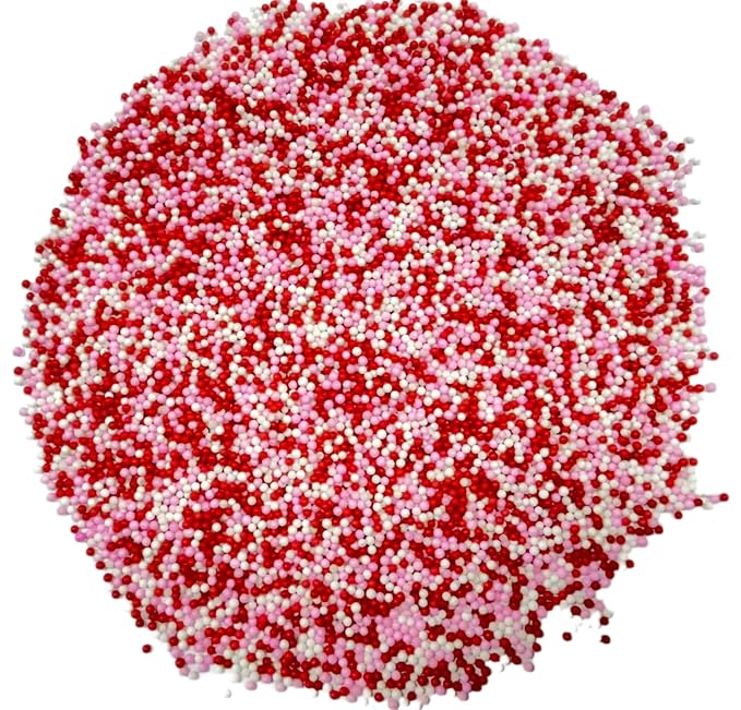 Sentovac 2mm Valentines Nonpareils Pearl Sugar Sprinkles for Cake Decorating Edible Cake Cupcake 1 Bottle 3.88oz/110g Sprinkles for Decorating