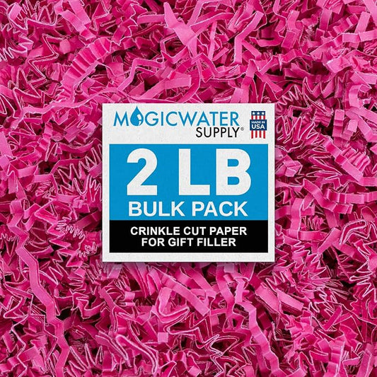 MagicWater Crinkle Cut Paper for Gift Baskets - 2LB - Pink- Perfect for Shredded Paper Filler, Basket Filler, Gift Boxes, Bridesmaid Gifts, Christmas Stuffers & More – Ideal for All Occasions
