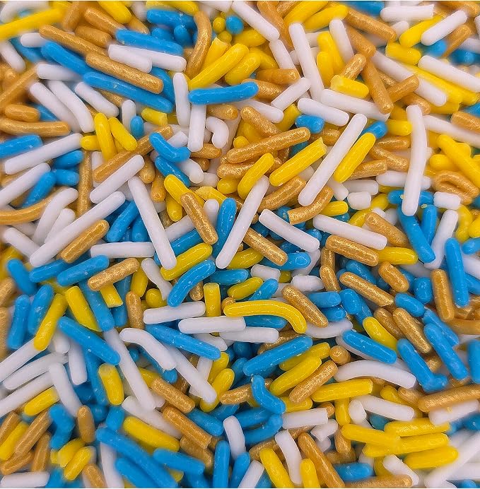NCS Los Angeles Game Day Gold, Yellow, Blue & White Jimmies Edible Sprinkles – Cupcake, Cake & Cookie Decorations, 7 oz
