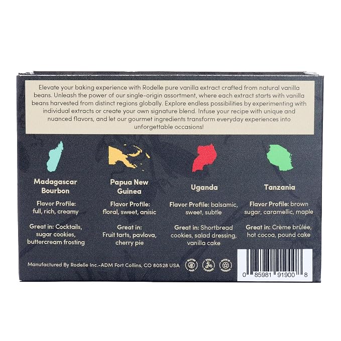 Rodelle Single Origin Vanilla Extract Gift Pack, Made in USA, 4 x 1 Fl Oz.