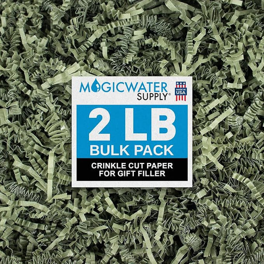 MagicWater Crinkle Cut Paper for Gift Baskets - 2LB - Army Green - Perfect for Shredded Paper Filler, Basket Filler, Gift Boxes, Bridesmaid Gifts, Christmas Stuffers & More – Ideal for All Occasions