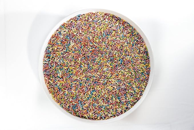 100% NATURAL PEARLIZED RAINBOW SPRINKLES - Dairy Free, Nut Free, Gluten Free, Soy Free, Egg Free, Vegan, Kosher,Cake Decorating Jimmies,Cupcakes,Cookies,Cakes Topper,Bulk Candy,Large 1.5 LBS