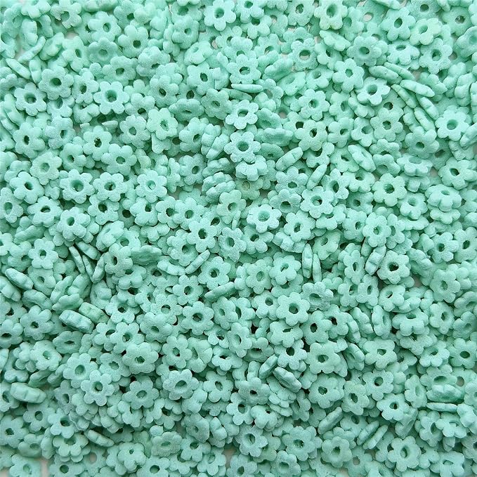CandiJumpin Teal Flower Sprinkles for Cake Decorating, Mini Edible Flowers Teal Flower Decorations Edible Flowers Cake Confetti Valentines Cookie Decoration Baby Shower Party Birthday Wedding Christmas Supplies 3 OZ