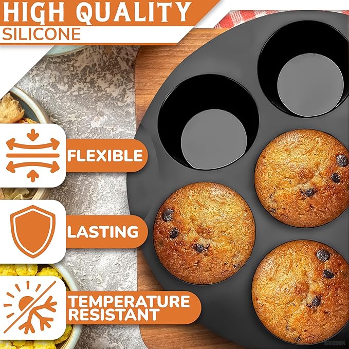Silicone Muffin Pan - Silicone Cupcake Molds for Baking Egg Bites Mold Nonstick 7 Cups Air Fryer Muffin Pan for Baking Egg Bite, Mini Cupcake, Chocolate and Quiche | Easter Dessert Baking Accessory