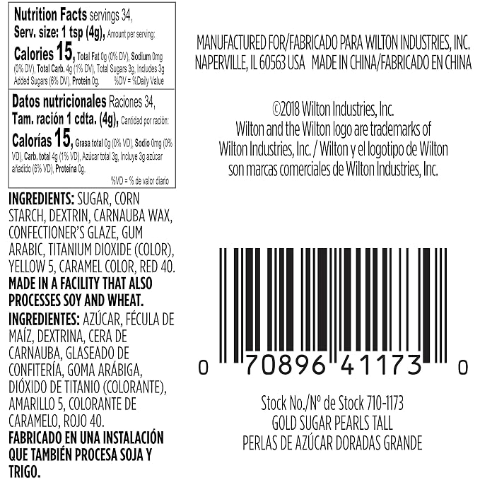 Wilton Sugar Pearls, 141 gram, Gold, Non Toxic (Pack of 2)