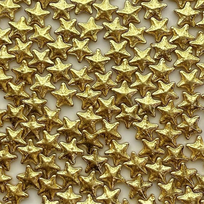 CandiJumpin Edible Star Sprinkles 10 mm, Gold Stars for Cake Decorating Super Gold Star Cake Decoration Large Edible Stars Baby Shower Party Birthday Wedding Christmas Supplies 3 OZ