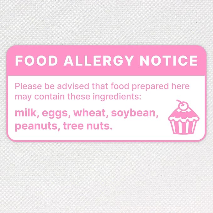 1"x2" 500pcs Square Food Allergy Stickers Waterproof for Party, Restaurants, Allergen Warning Stickers for Food, Kitchen