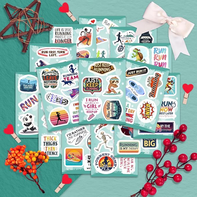 100Pcs Running Stickers for Water Bottles, Run Stickers, Runner Decals - Gifts for Runners - Running Party Supplies - Gift for Women & Men