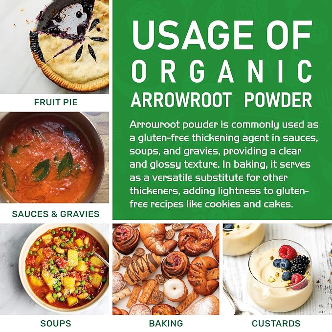Jiva Organics Organic Arrowroot Flour (Powder) 8 Ounce Bag - Raw, Non-GMO, Gluten Free