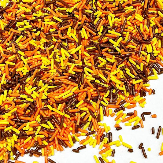 Homipooty Yellow Orange and Brown Soft Jimmies Sprinkles Edible Thanksgiving Autumn Fall Sprinkles Candy Jimmies Sprinkles for Cake Decorating 78g/2.75oz Cookie Cupcake Topper Ice Cream