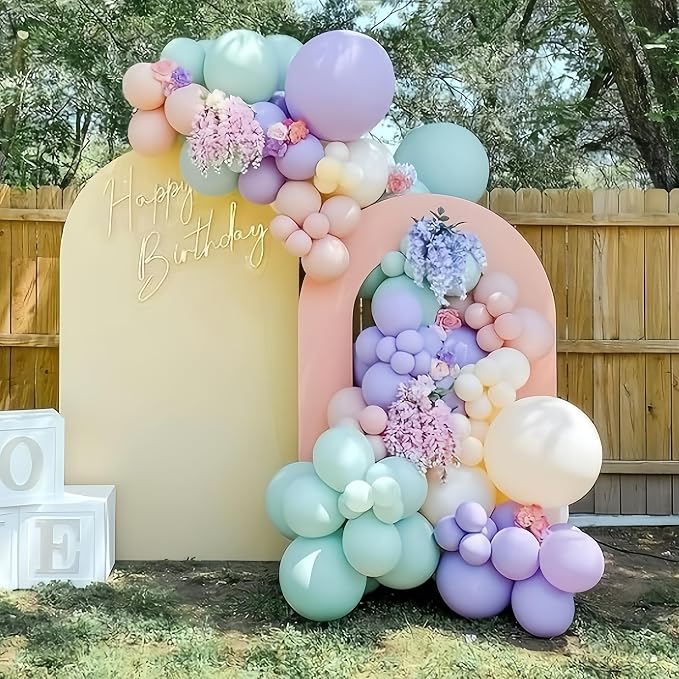 Voircoloria 95pack Pastel Balloons Different Size 18/12/10/5 Inch Pastel Balloon Garland Arch Kit for Graduation, Wedding, Birthday, Princess Theme, Easter, Baby Shower, Anniversary Party Decorations
