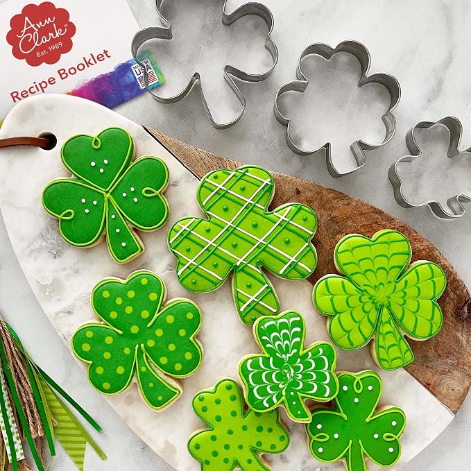 Ann Clark Shamrock 3-Pc. Cookie Cutter Set, Made in USA, Small, Medium, Large Shamrock