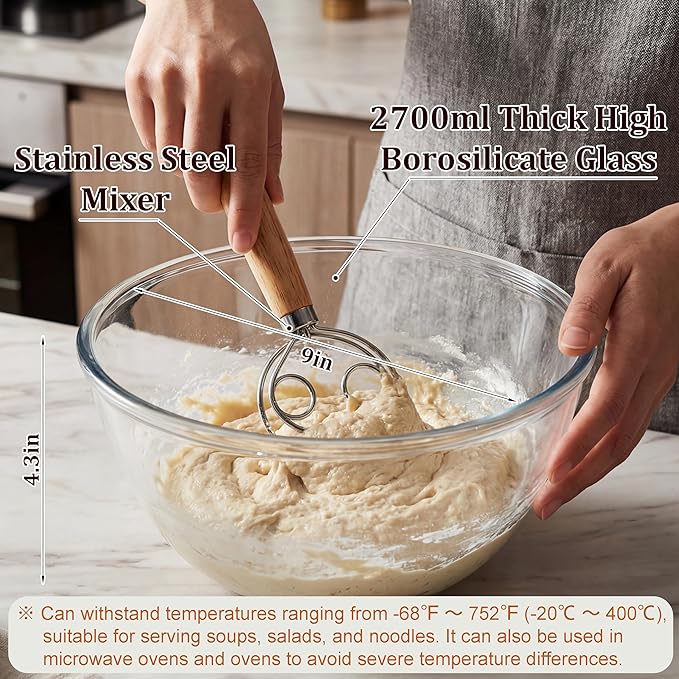 Sourdough Starter Kit with 9" Round & 10" Oval Bread Proofing Baskets | Pure Natural Indonesian Rattan Material and a Complete Set of Homemade Bread Baking Tools suitable for Beginners