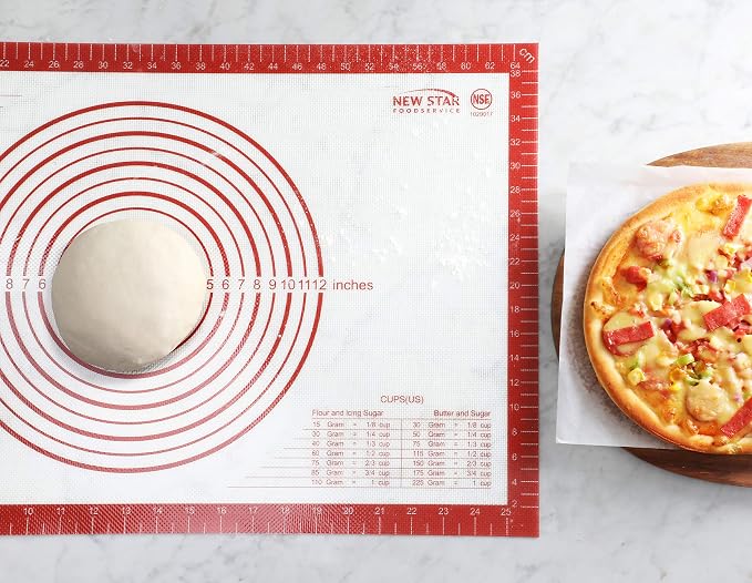 New Star Foodservice 16 x 26 Inch Non-Slip Silicone Pastry Mat, Extra Large Commercial Grade NSF Certified Baking Mat with Measurements