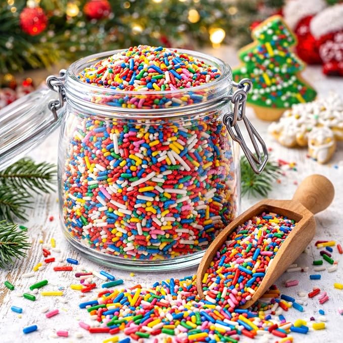 Sarah's Candy Factory Rainbow Assorted Colorful Sprinkles Bulk 2.2 Pounds | Kosher Holiday Jimmies - Assorted for Baking Toppings for Cookies, Cakes, Cupcakes, and More in Bag