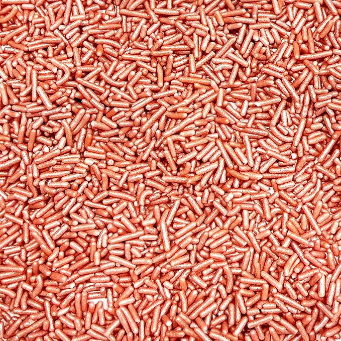 Homipooty Rose Gold Soft Jimmies Sprinkles Edible Candy Jimmies Sprinkles for Cake Decorating 78g/2.75oz Cookie Cupcake Topper Ice Cream