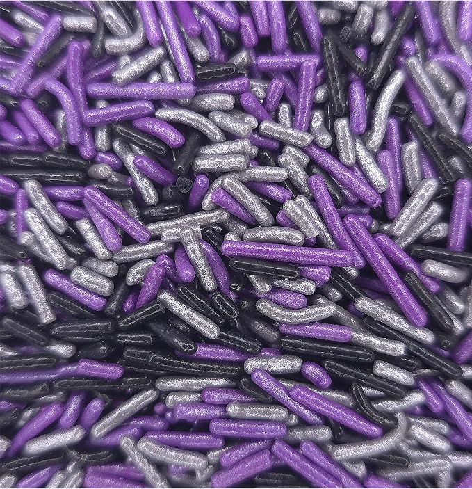 NCS Black, Pearlized Purple & Silver Jimmies Edible Sprinkles – Cupcake, Cake & Cookie Decorations, 7 oz