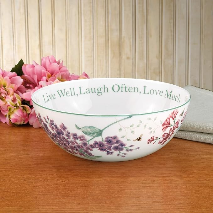 Lenox Butterfly Meadow "Live Well, Laugh Often, Love Much" Serving Bowl, White -