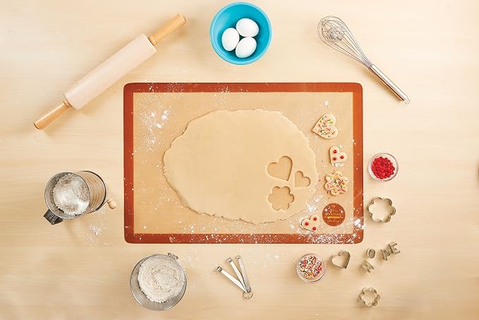 Mrs. Anderson's Baking Non-Stick Silicone Baking Mat - Reusable Oven Liner & Pastry Mat - For Breads, Cookies, Roasting & More - Baker’s Essentials - Heat-Resistant to 480°F - Full-Size Baking Mat