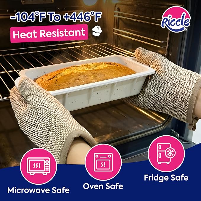 RICCLE Silicone Bread Loaf Pan – 2 Pack, 9.5x5 inch Silicone Molds for Baking with Metal Reinforced Frame - Non-Stick Banana Bread Loaf Pan & Silicone Baking Pan -for Baking Meatloaf