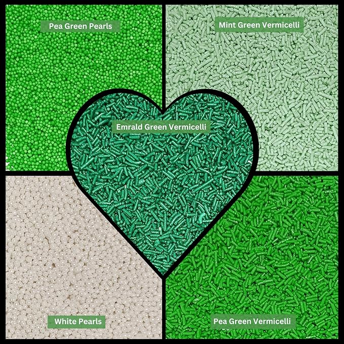 Confect St. Patrick’s Day Sprinkles Mix – Pea Green, Mint Green & White Pearl Dragees, Vermicelli, Edible Sugar Decorations – Pack of 5 for Cake, Cupcake, Cookie & Party Baking Decor | Vegan, Gluten-Free, Nut-Free, Soy-Free, Dairy-Free, Palm Oil-Free -...