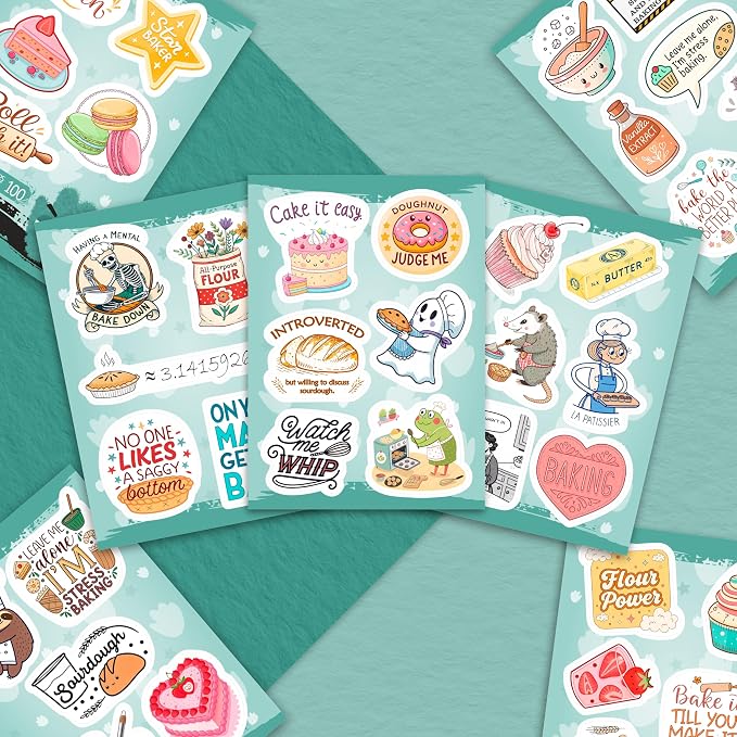 100Pcs Baking Stickers, Bakery Stickers for Water Battles — Baking Gifts for Bakers — Bakery Party Supplies - Gift for Women & Men