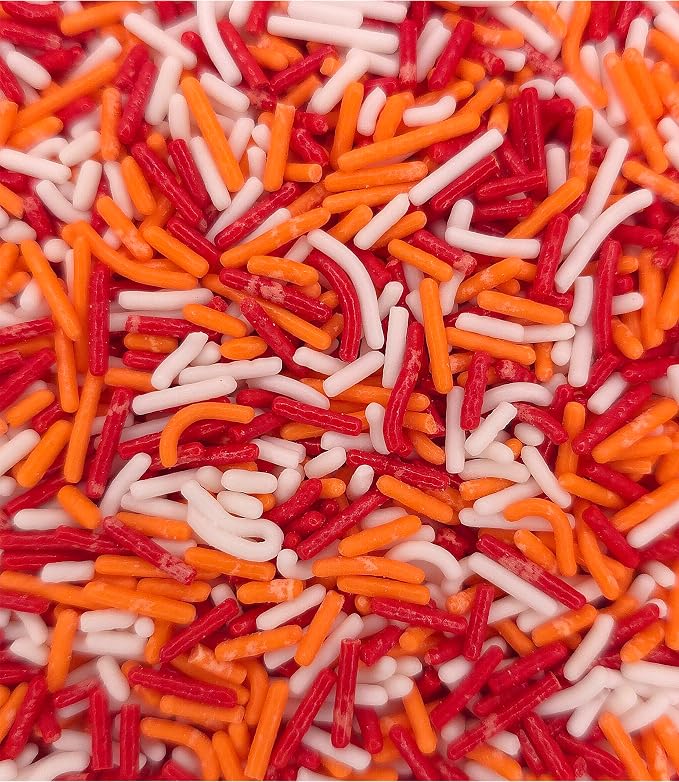 NCS Tampa Game Day Creamsicle Orange, Red, & White Jimmies Edible Sprinkles – Cupcake, Cake & Cookie Decorations, 7 oz
