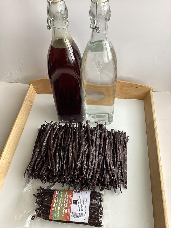 2oz Madagascar Organic Vanilla Beans Extract Exclusive Grade B. Certified USDA Organic | Weight - 2 Ounces (1/8 Lb) by FITNCLEAN VANILLA Bulk Dry Whole NON-GMO Pods
