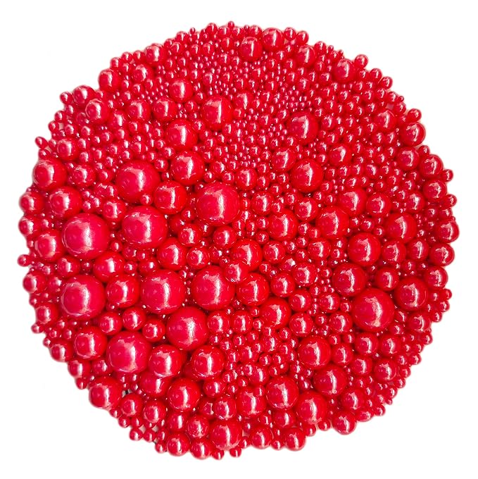 Sentovac Edible Red Pearl Sugar Sprinkles 4.23oz/ 120g Edible Candy Pearls for Decorating | Edible Cake Cupcake Sprinkles for Halloween Christmas | Cookie and Ice Cream Topper Decorations