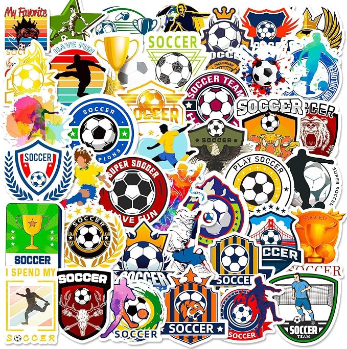 World Cup Soccer Stickers, 50pcs Waterproof Cool World Cup Football Player Trophy Team Graffiti Decals Sport Stickers for Water Bottle Skateboard Luggage Gifts for Soccer Fans