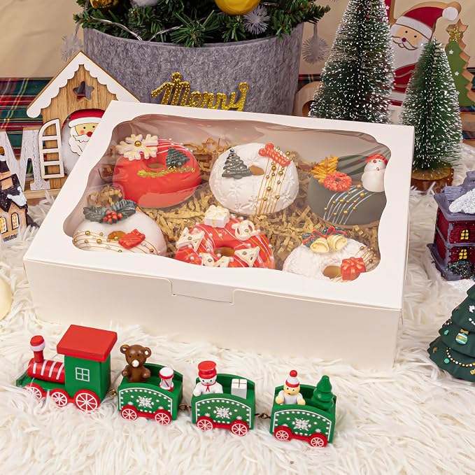 20pcs 8x5x2 Inch White Bakery Boxes Cookie Boxes with Window Treat Boxes Dessert boxes for Cookie,Pastry,Macaron,Donut,Muffins,Chocolate,Cupcake and Candy Gift Giving