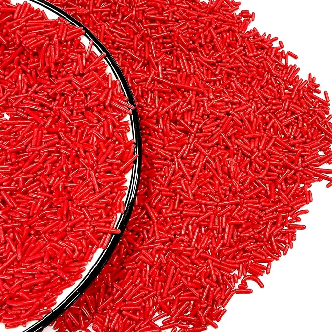 Homipooty Red Soft Jimmies Sprinkles Edible Candy Jimmies Sprinkles for Cake Decorating 78g/2.75oz Cookie Cupcake Topper Ice Cream