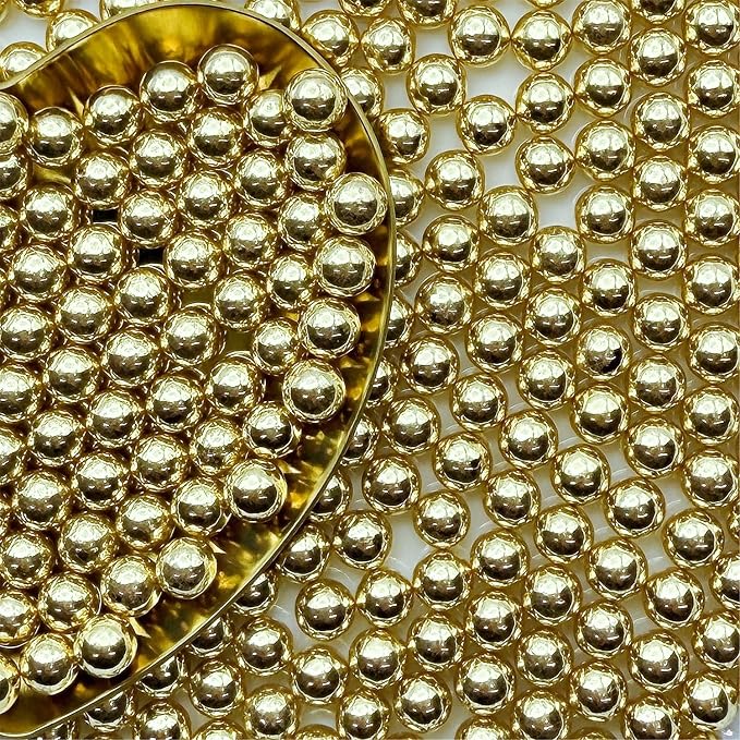 CandiJumpin 7mm Edible Gold Pearls, Gold Pearl Sprinkles for Cake Decorating Small Sugar Pearls Edible Cake Decorations Pearl Sugar Sprinkles Cupcake Toppers Baby Shower Party Birthday Wedding Christmas Supplies 3 OZ