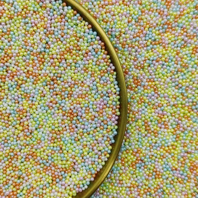 Easter Colors Edible Sprinkles Candy 2mm Mini Pearls Cake Decorations Cupcake Toppers Cookie Decorating Perfect for Wedding Party Valentine Halloween Christmas Supplies 3OZ
