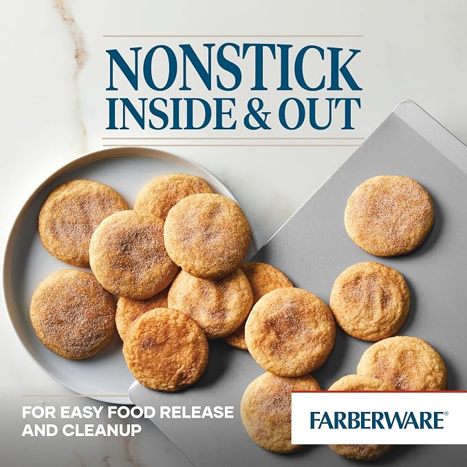 Farberware GOLDEN BAKE Nonstick Jumbo Cookie Sheet, Cookie Sheets for Baking Nonstick, 15.5-Inch x 20-Inch, Light Gray