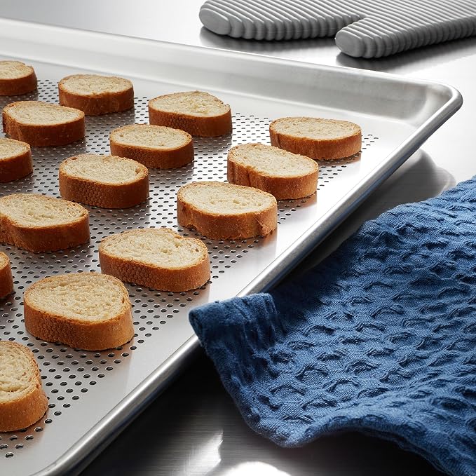 GRIDMANN 18" x 26" Commercial Grade Perforated Aluminum Baking Sheet Pan, Full Size Baking Tray - 6 Pans