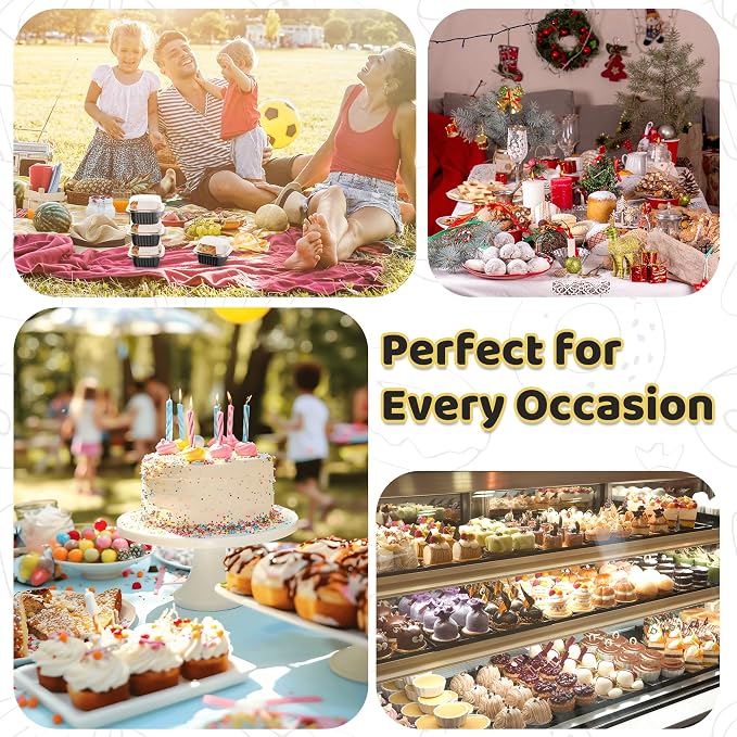 40 Pack 5 OZ Mini Cake Pans with Lids, Disposable Square Aluminum Foil Brownie Baking Cups, Mini Aluminum Foil Cupcake Muffin Tin Ramekins, Flan Molds Cake Containers for Wedding Birthday Party, Black